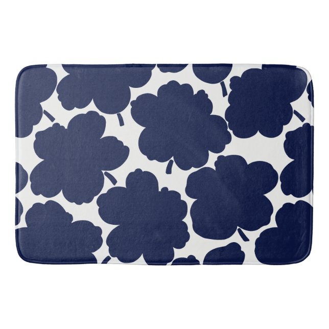 Alfombrilla De Baño Negrita Florals Monocroma Naval (Anverso)