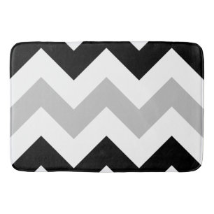 Alfombrilla De Baño Negro, gris y blanco amplios del modelo de zigzag
