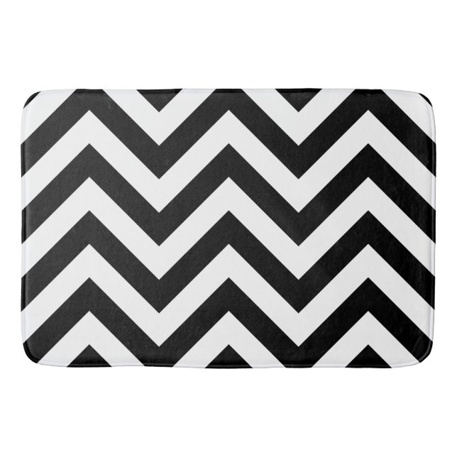 Alfombrilla De Baño Negro y blanco del modelo de zigzag (Anverso)