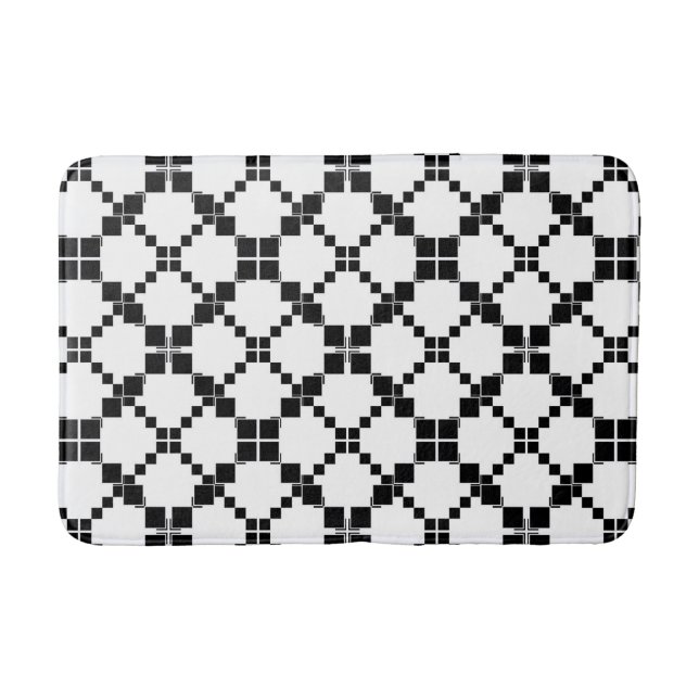 Alfombrilla De Baño Negro y blanco, geométrico, sencillo, de moda (Anverso)