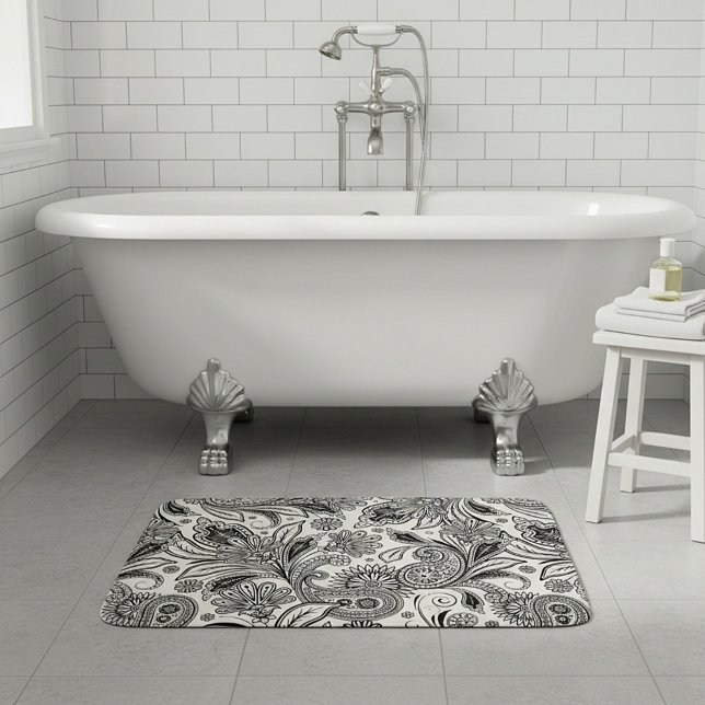 Alfombrilla De Baño Negro y blanco paisley (Subido por el creador)