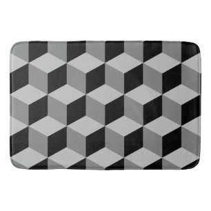 Alfombrilla De Baño Negro y grises del modelo del cubo