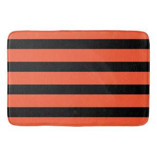 Alfombrilla De Baño Negro y naranja raya el modelo retro