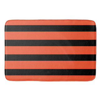 Alfombrilla De Baño Negro y naranja raya el modelo retro