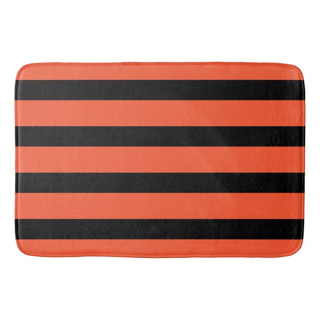 Alfombrilla De Baño Negro y naranja raya el modelo retro (Anverso)