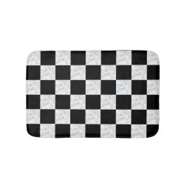Alfombrilla De Baño Neo Deco Black and Faux White Marble Checkerboard