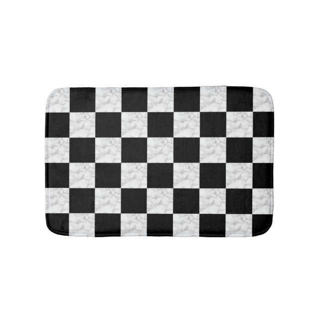 Alfombrilla De Baño Neo Deco Black and Faux White Marble Checkerboard (Anverso)