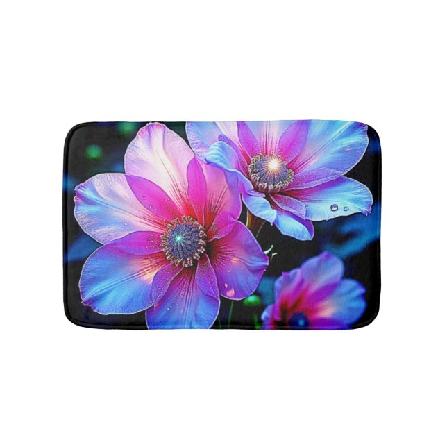 Alfombrilla De Baño Neon Bloom Flower Magic Glow Design (Anverso)
