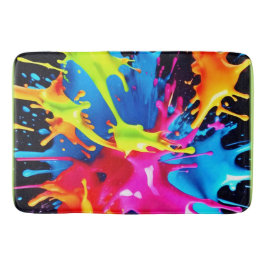 Alfombrilla De Baño Neón brillante estalla en arte abstracto