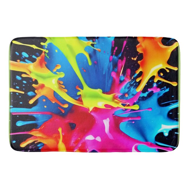 Alfombrilla De Baño Neón brillante estalla en arte abstracto (Anverso)