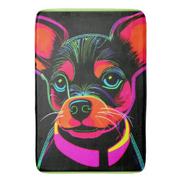 Alfombrilla De Baño Neon Canine Puppy Art