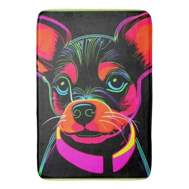 Alfombrilla De Baño Neon Canine Puppy Art (Frente vertical)