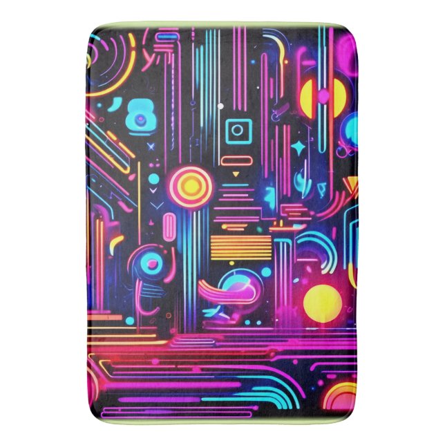 Alfombrilla De Baño Neon Circuitry Dreams (Frente vertical)