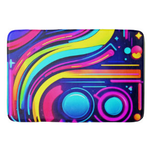 Alfombrilla De Baño Neon Dreams: Una odisea digital psicodélica