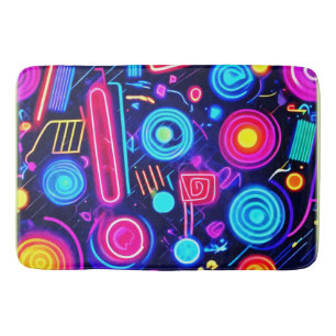Alfombrilla De Baño Neon Dreamscape: Un Vibrante Resumen Del Arte