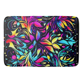 Alfombrilla De Baño Neon Floral Burst Art
