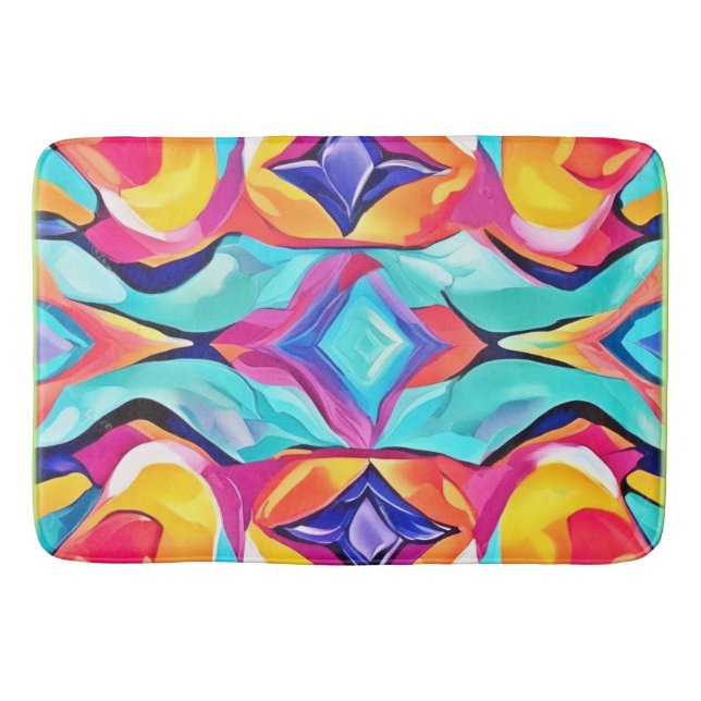 Alfombrilla De Baño Neon Geometric Fusion Art (Anverso)