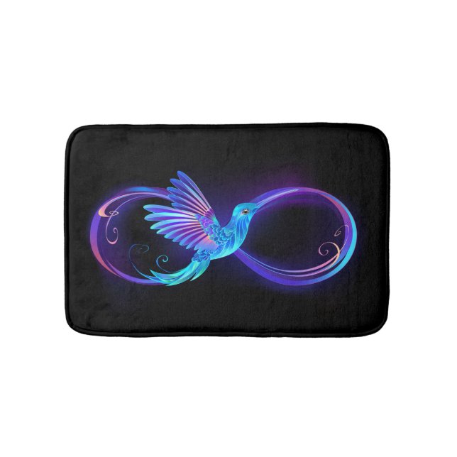 Alfombrilla De Baño Neon Infinity Symbol with Glowing Hummingbird (Anverso)