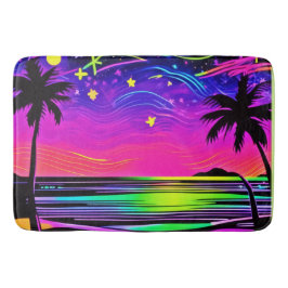 Alfombrilla De Baño Neon Night Beachscape