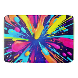 Alfombrilla De Baño Neon Paint Explosion on Dark Canvas
