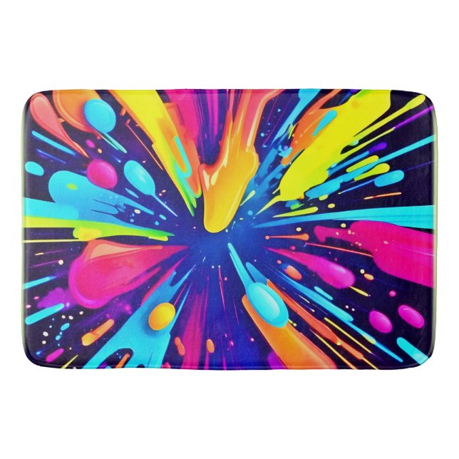 Alfombrilla De Baño Neon Paint Explosion on Dark Canvas (Anverso)