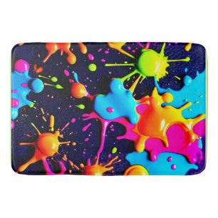 Alfombrilla De Baño Neon Paint Splatter Resumen Arte
