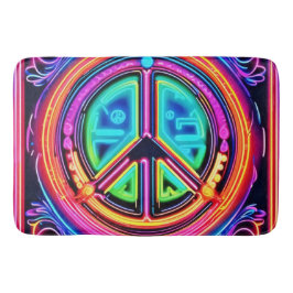 Alfombrilla De Baño Neon Peace Mandala