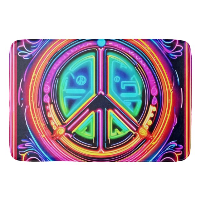 Alfombrilla De Baño Neon Peace Mandala (Anverso)