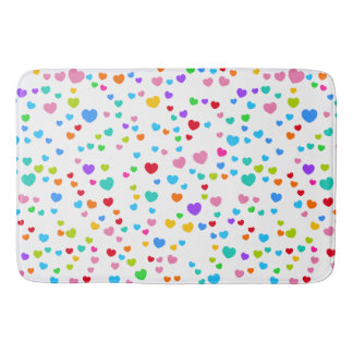 Alfombrilla De Baño Neon Rainbow Pink Hearts Pattern art