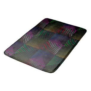 Alfombrilla De Baño Neon Rainbow Prisma Cuadrado En Negro