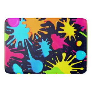 Alfombrilla De Baño Neon Splatter Art: Expresionismo abstracto vibrant