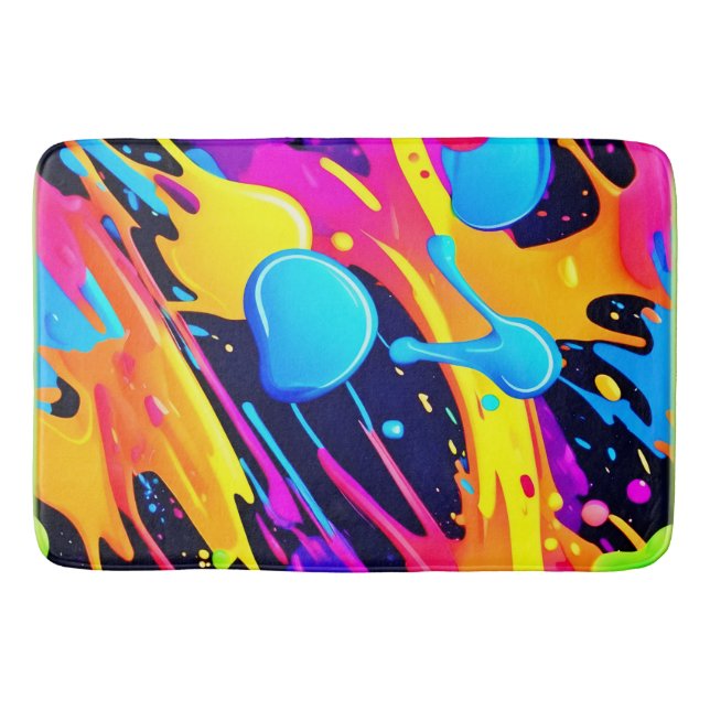 Alfombrilla De Baño Neon Splatter Paint Art (Anverso)