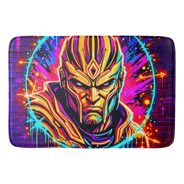 Alfombrilla De Baño Neon Warrior Power Art (Anverso)