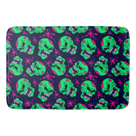 Alfombrilla De Baño Neon Zombie Skulls