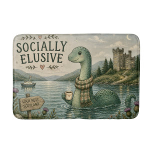 Alfombrilla De Baño Nessie esquiva socialmente criptozoología Loch Nes