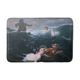 Alfombrilla De Baño Ninfas y artistas griegos jugando en las olas