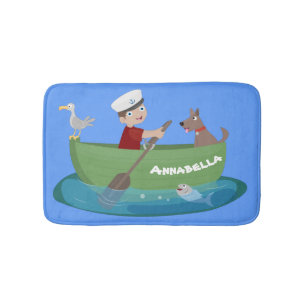 Alfombrilla De Baño Niño pequeño marinero y personalizado de un bote d