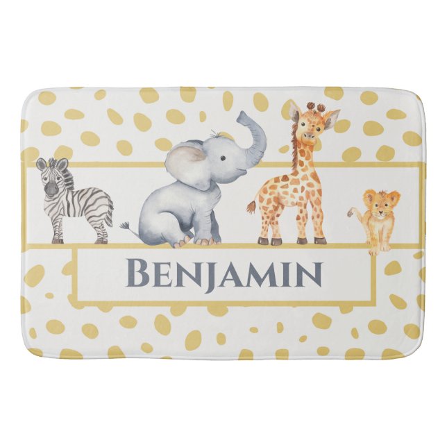 Alfombrilla De Baño Niños Cute Jungle Safari Baby Animales (Anverso)