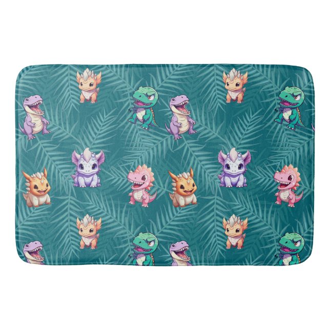 Alfombrilla De Baño Niños de la escuela de la selva de los dinosaurios (Anverso)