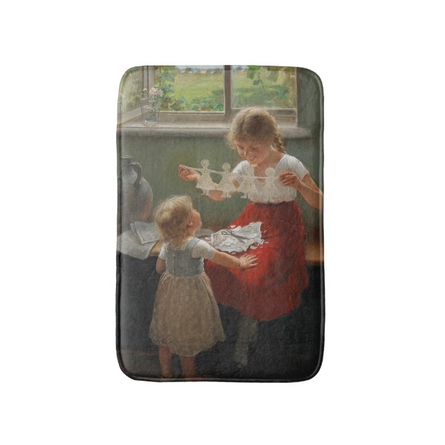 Alfombrilla De Baño Niños Haciendo Silhouettes (Niños Cuidados Jugando (Frente vertical)