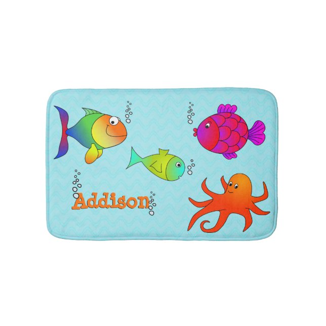 Alfombrilla De Baño Niños lindos y amistosos de las criaturas del mar (Anverso)