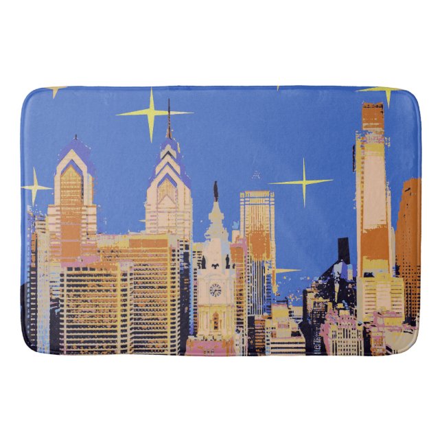 Alfombrilla De Baño Noche Filadelfia Starry, añada texto (Anverso)