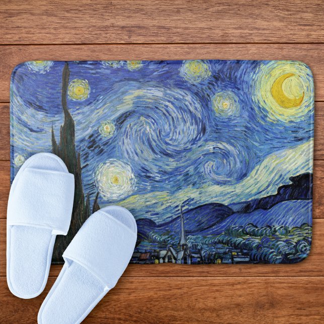 Alfombrilla De Baño Noche Starry Crescent Moon Van Gogh (Subido por el creador)