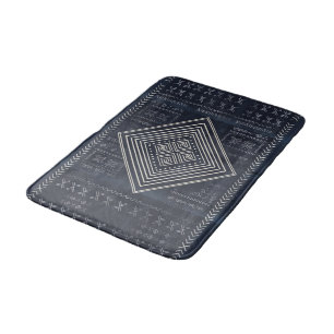 Alfombrilla De Baño Nómada de Medianoche Diamante - Arte de Mudcloth Í
