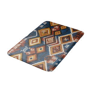 Alfombrilla De Baño Nómada Índigo Terroso – Parcheo Tribal Artesanal