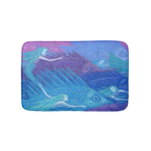 Alfombrilla De Baño Nómadas oceánicas, sirenas náuticas y peces