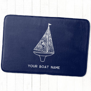 Alfombrilla De Baño Nombramiento de barco de vela Nautical Naval Blue