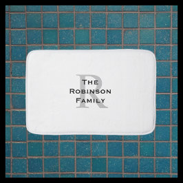 Alfombrilla De Baño Nombre Clásico Monograma Blanco y Negro 