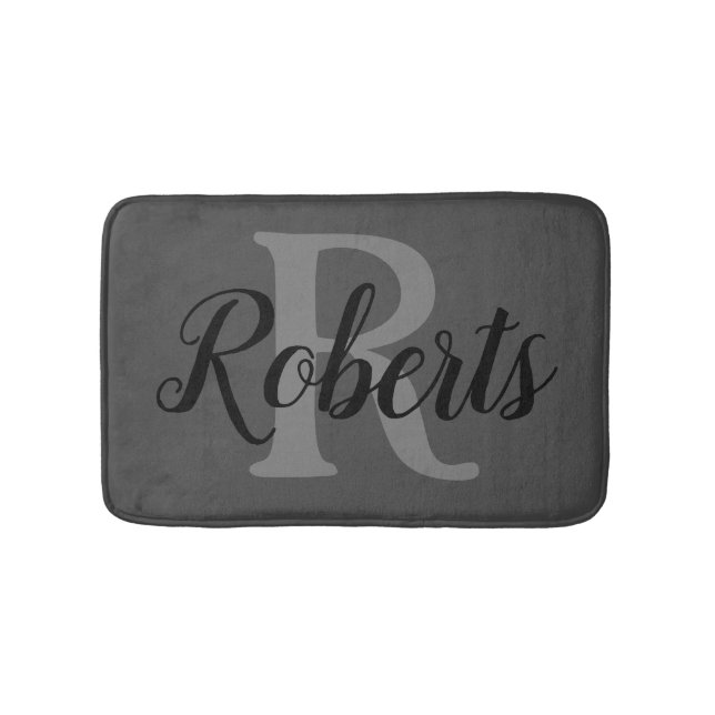 Alfombrilla De Baño Nombre de familia elegante monogramado (Anverso)