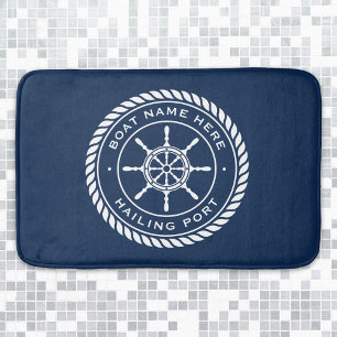 Alfombrilla De Baño Nombre de la embarcación y rueda del buque náutico